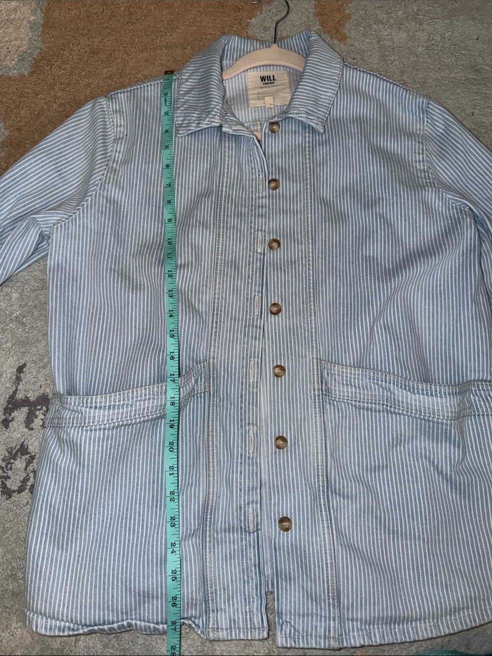 Sezane Light Blue Striped Jean Jacket - Picture 6 of 10